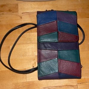 Genuine leather patchwork purse
